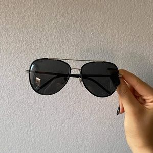 BURBERRY Black Silver Aviator Sunglasses